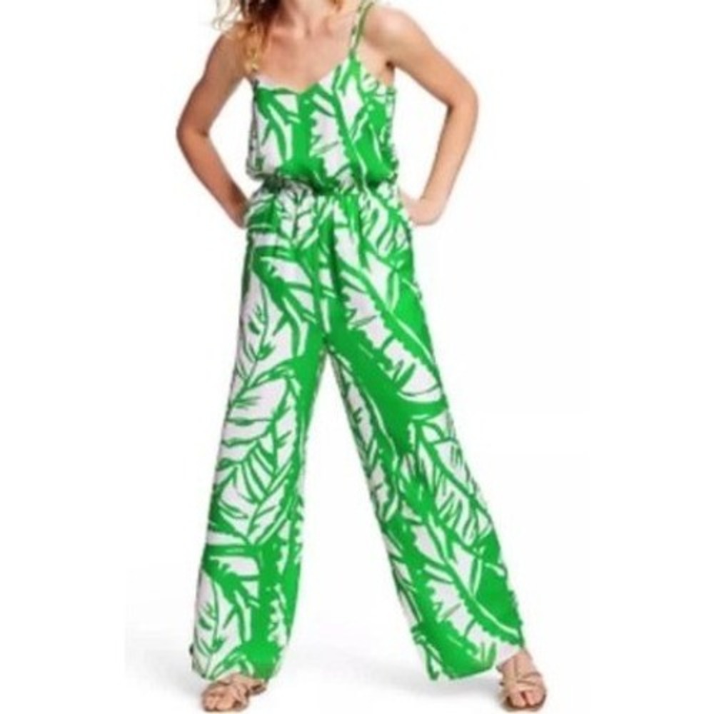 Lilly Pulitzer Target Green White Palm Print Jumpsuit Small 20th Anniversary